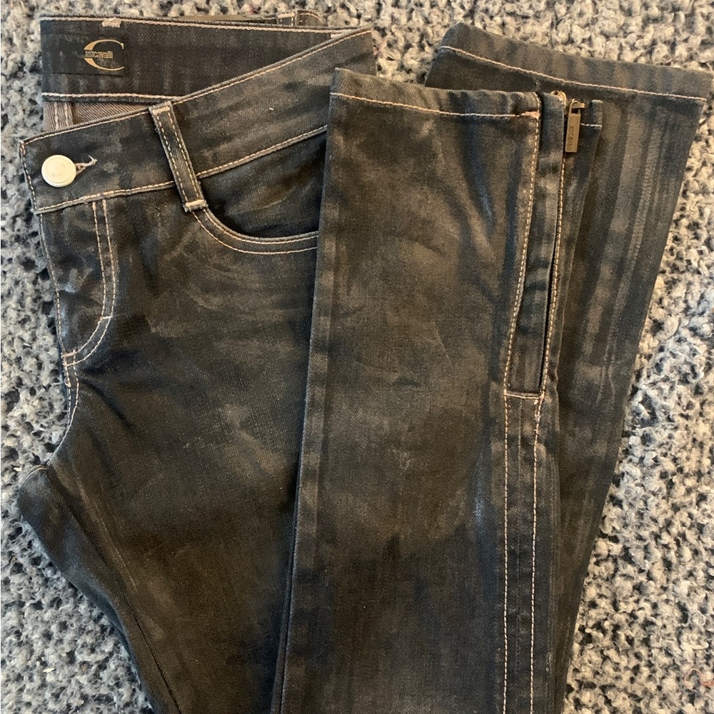 Roberto Cavalli Wax Coated Skinny Jeans